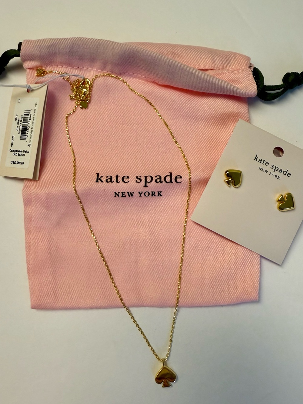 Kate spade necklace earring set NEW Everyday Spade